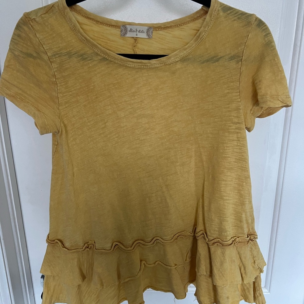 Yellow Short Sleeve Ruffle Top